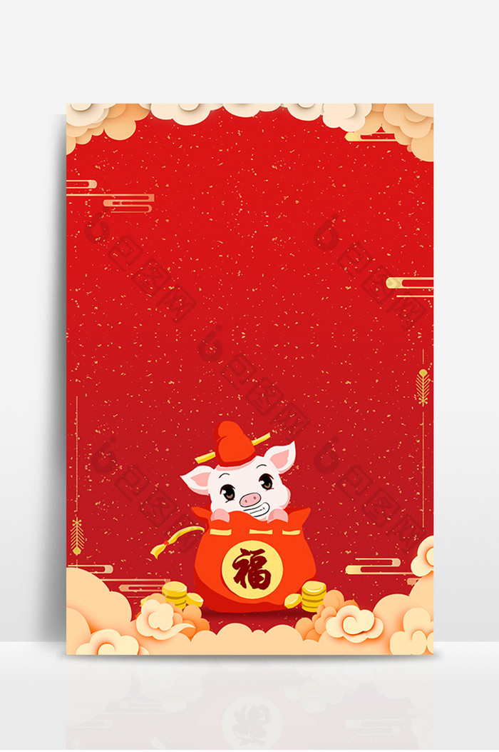 猪年新年春节新春大红中国风背景