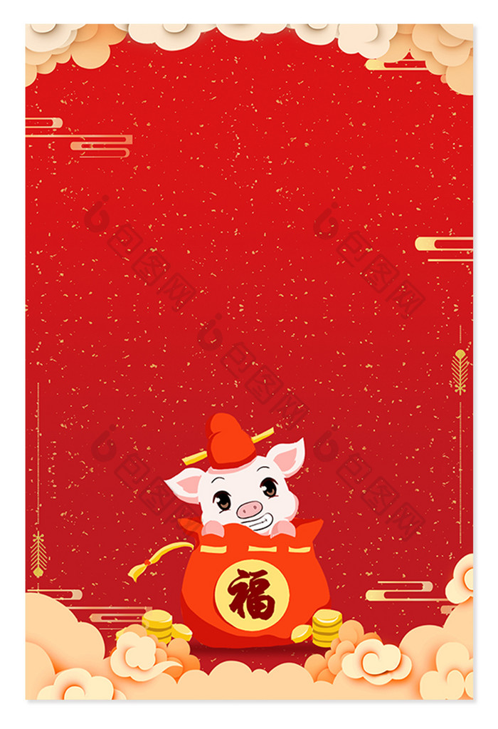 猪年新年春节新春大红中国风背景