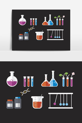 卡通简约扁平化学试管学习教育元素