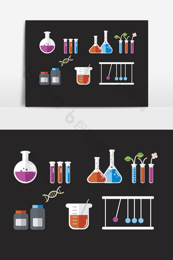 卡通简约扁平化学试管学习教育元素图片