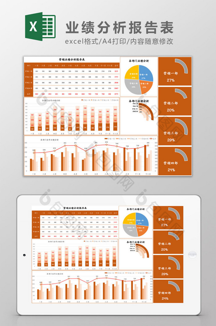营销业绩分析报告表Excel模板