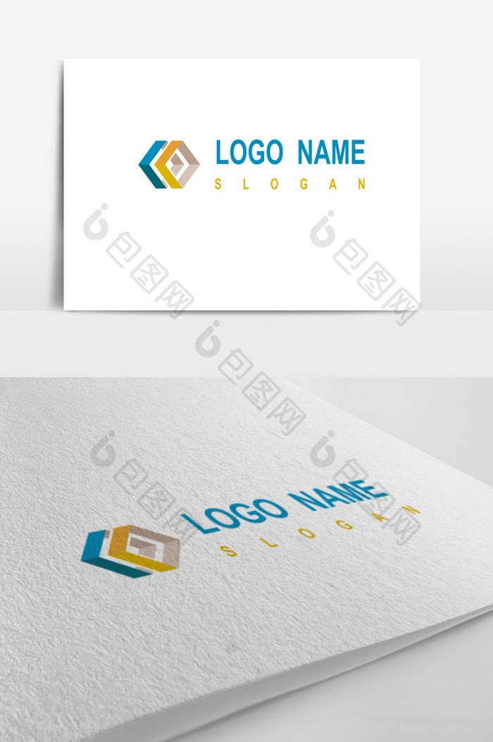 双色菱形立体企业通用logo