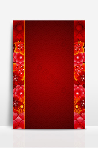 红色浪漫梦幻花卉质感春节喜庆背景图片