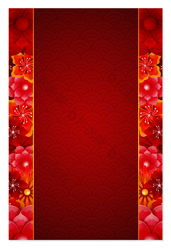 红色浪漫梦幻花卉质感春节喜庆背景