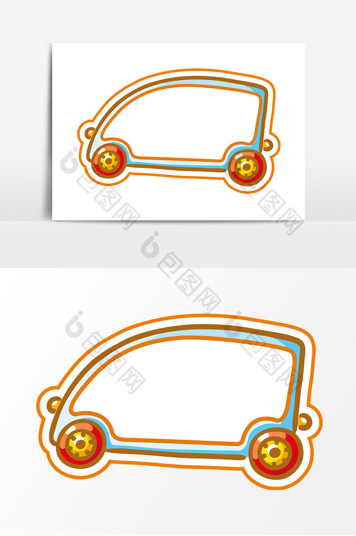 手绘可爱汽车边框元素设计