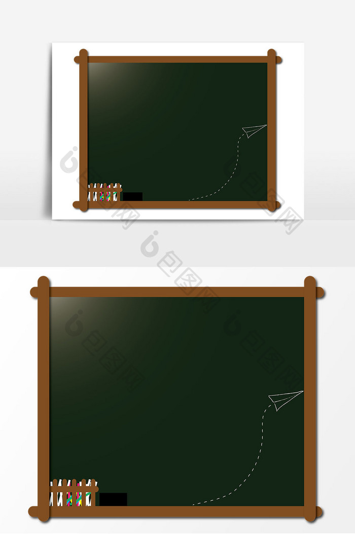 学校粉笔黑板ai矢量边框