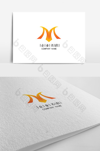 简洁大气时尚M字母logo设计图片