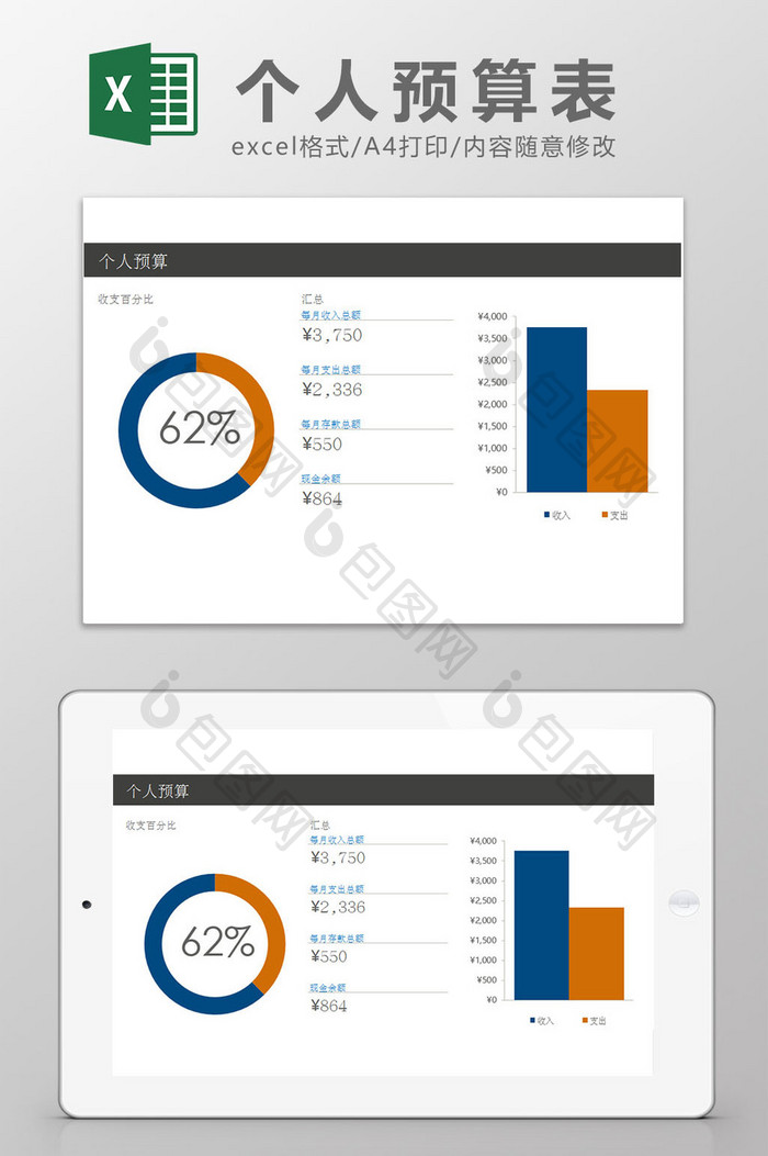 个人预算表Excel模板