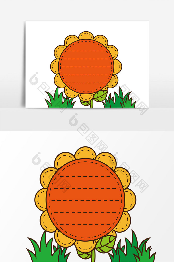 卡通植物花朵边框元素