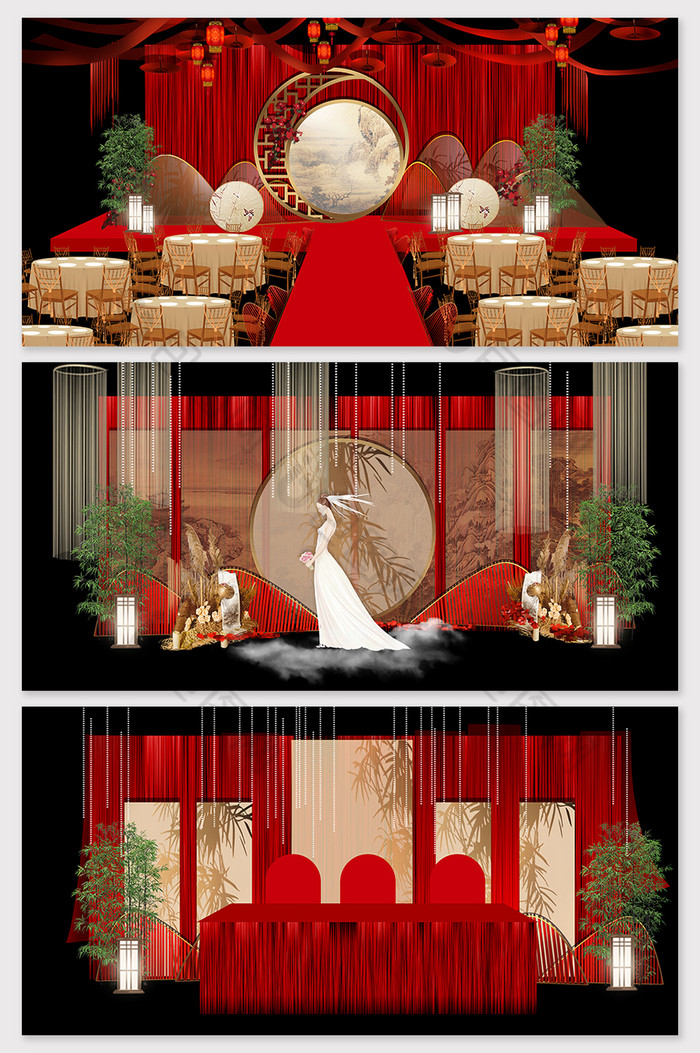 庭院背景中式婚庆素材古典中式婚庆背景图片