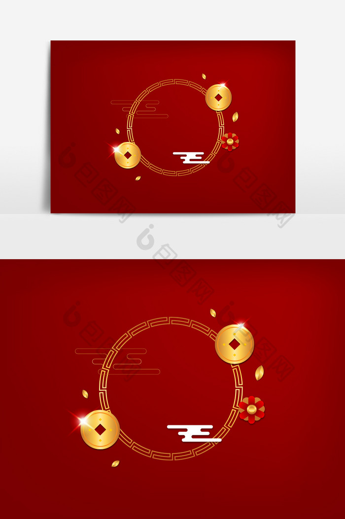 红色喜庆质感铜钱元宵除夕春节元素