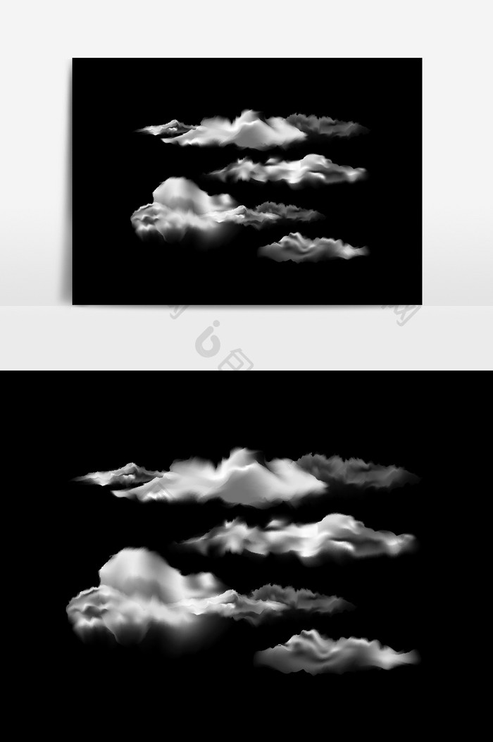 抽象天空云彩烟雾朦胧通用白色元素