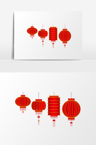 中国红色喜庆传统灯笼春节除夕元素图片