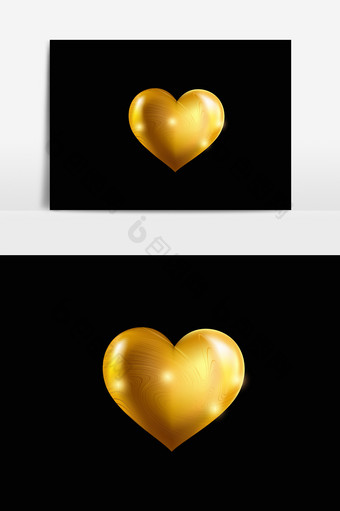 金色渐变质感立体桃心促销情人节元素图片