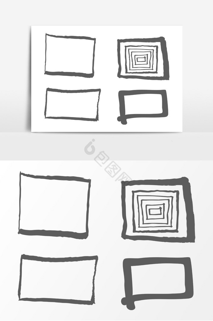碳笔画方形AI图片