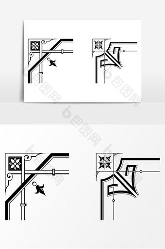 中国风花边框角AI矢量素材图片