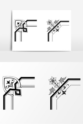 中国风框角花边艺术AI矢量素材