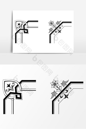 中国风框角花边艺术AI矢量素材图片