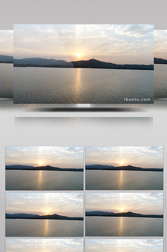 震撼水面拍摄夕阳下的湖光山色企业旅游宣传图片