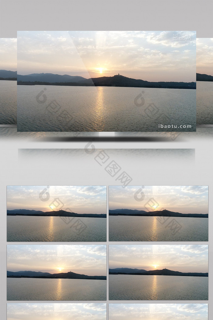 震撼水面拍摄夕阳下的湖光山色企业旅游宣传