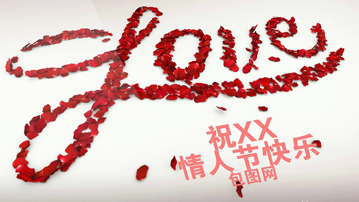 红色花瓣浪漫情人节表白宣传会声会影模板