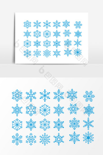 蓝色雪花装饰图案元素图片