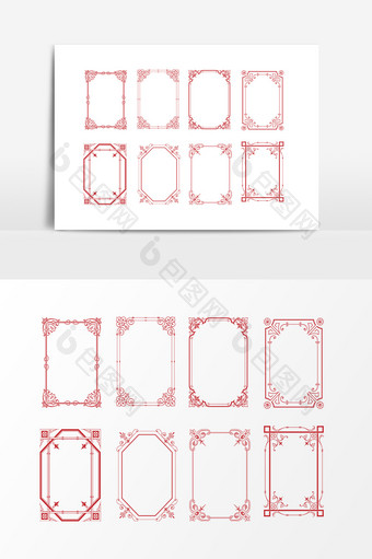 手绘矩形边框设计元素图片