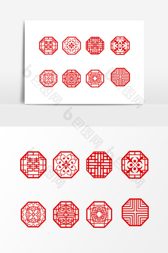 红色中国风图案元素图片