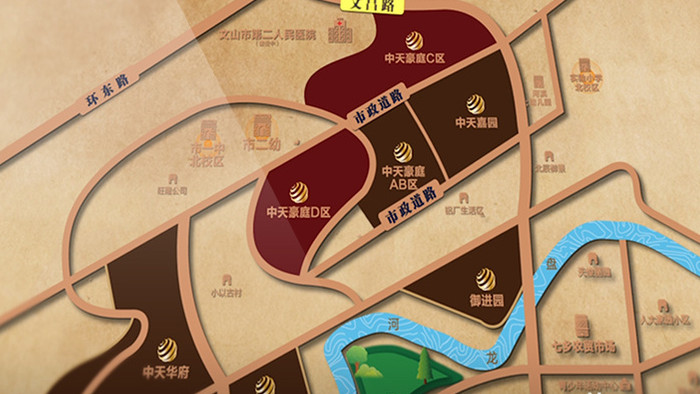 复古历史中国风地产区位展示