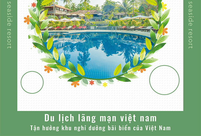 绿色清新的几何点越南度假旅游海报