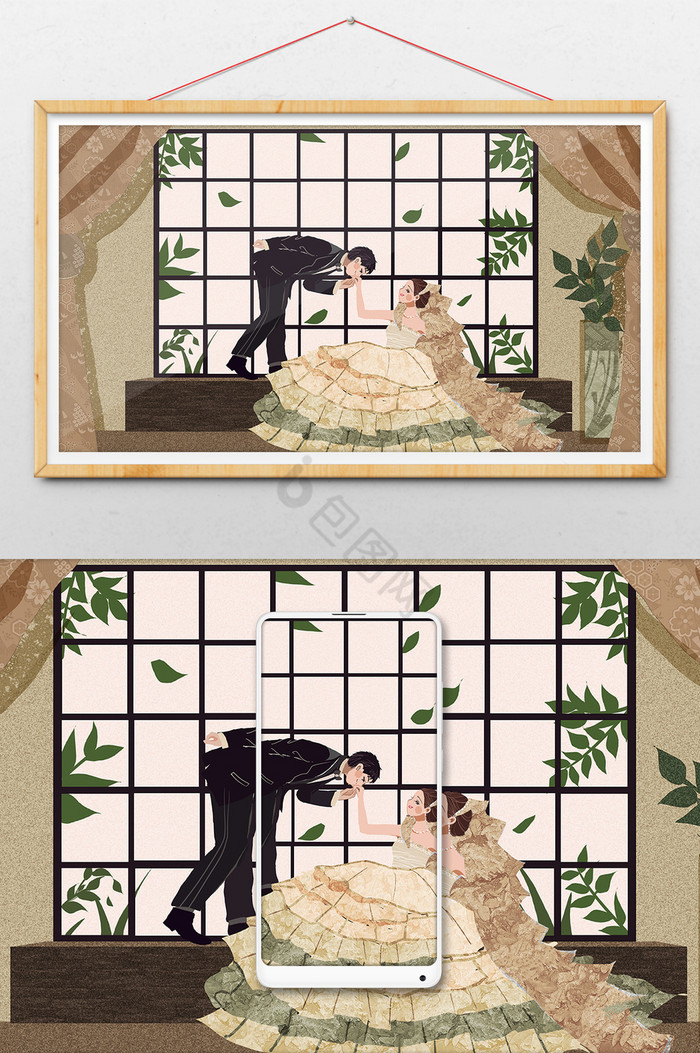 结婚婚礼婚姻殿堂插画图片