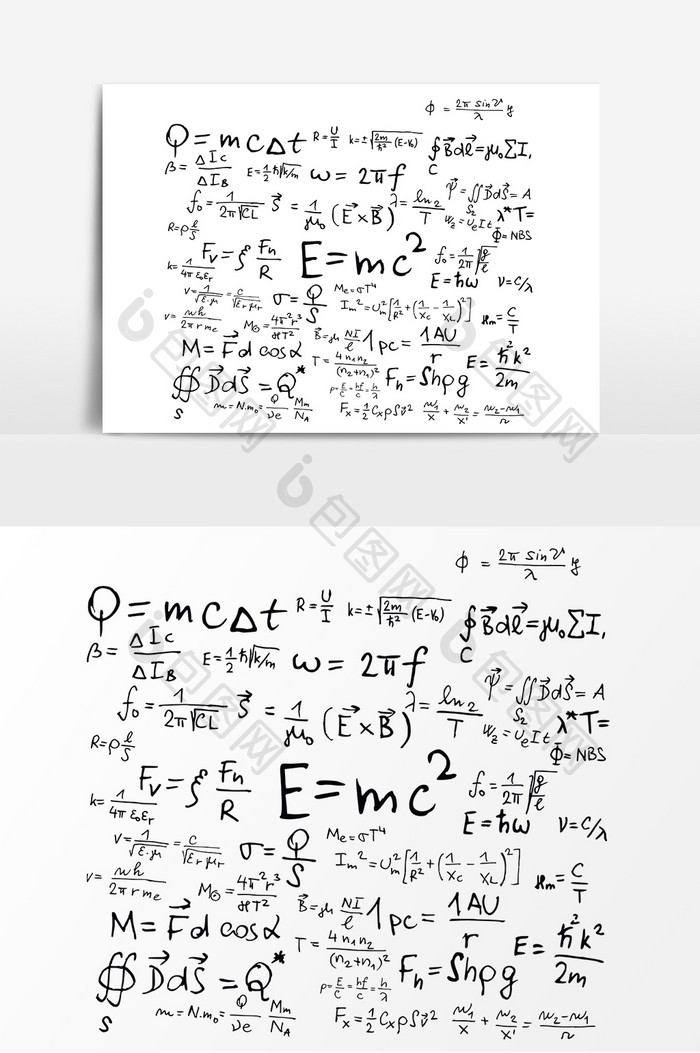 简约创意矢量手绘黑板数学公式素材