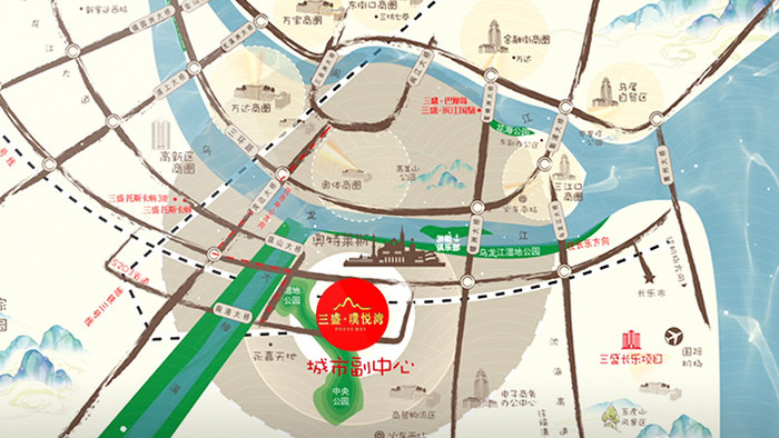 中国风地产区位信息展示模板