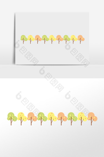 手绘小清新树木分割线插画图片