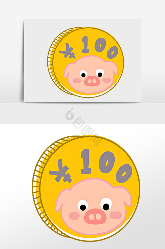 猪年猪猪币插画图片