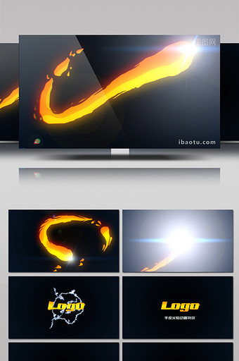 手绘风格火焰特效动画标志揭示AE模板图片