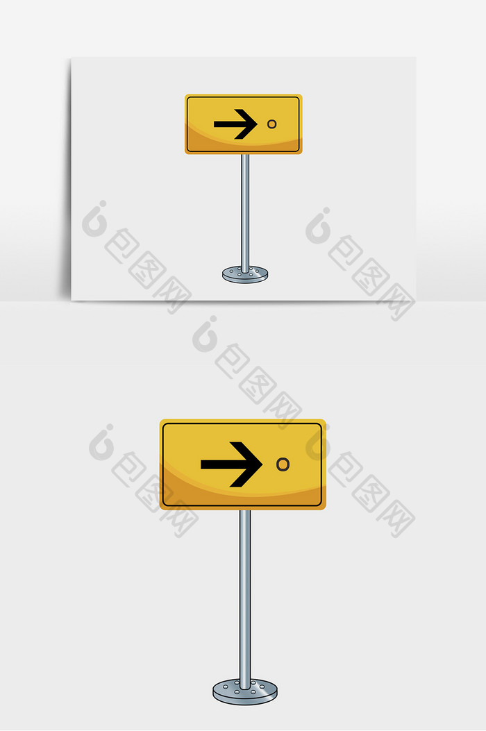 黄色金属路标指示牌子元素
