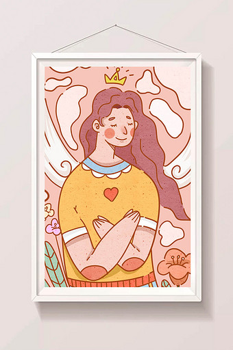 粉色少女甜蜜38女神节女生节人物插画图片