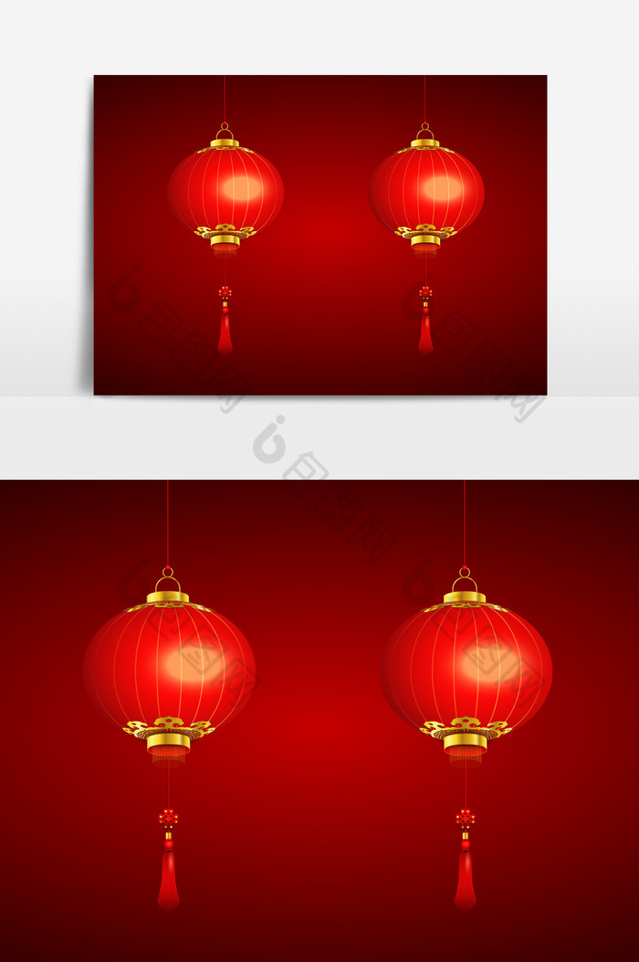 红色喜庆灯笼复古传统新年春节元素