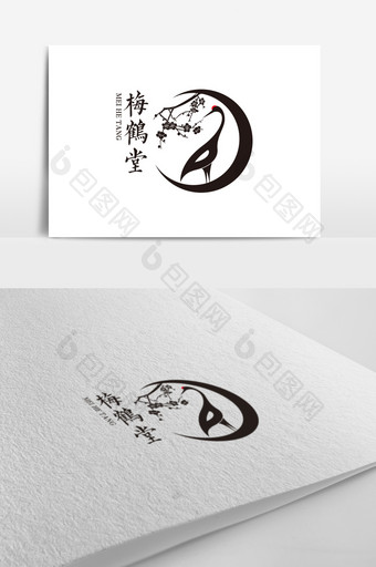 梅鹤堂动物鹤文艺标志logo图片