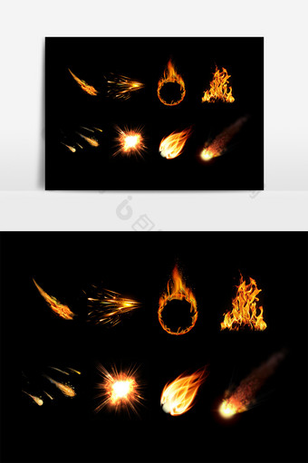手绘火焰火圈设计元素图片