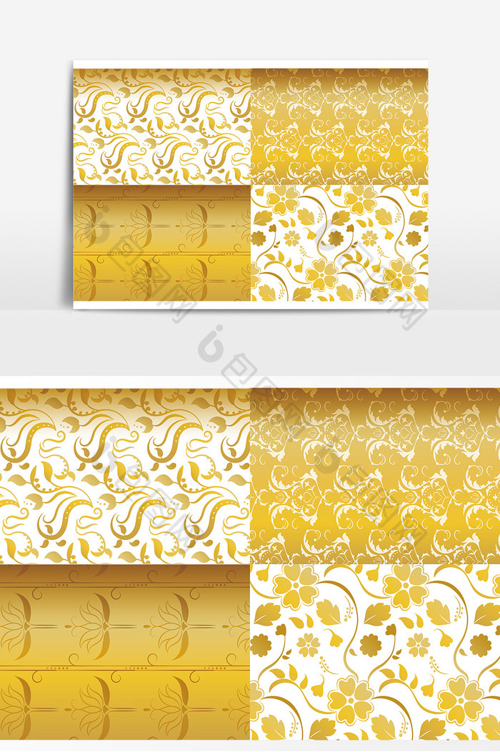 简约金色装饰墙纸图案矢量素材