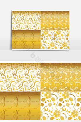 简约金色装饰墙纸图案矢量素材图片