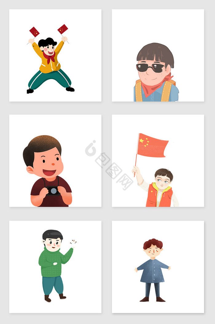 活泼小男孩插画图片