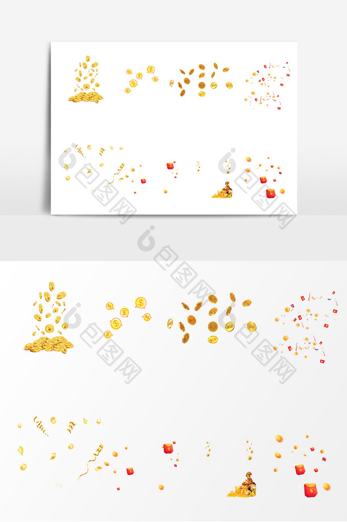 质感金币漂浮元素活动背景装饰素材