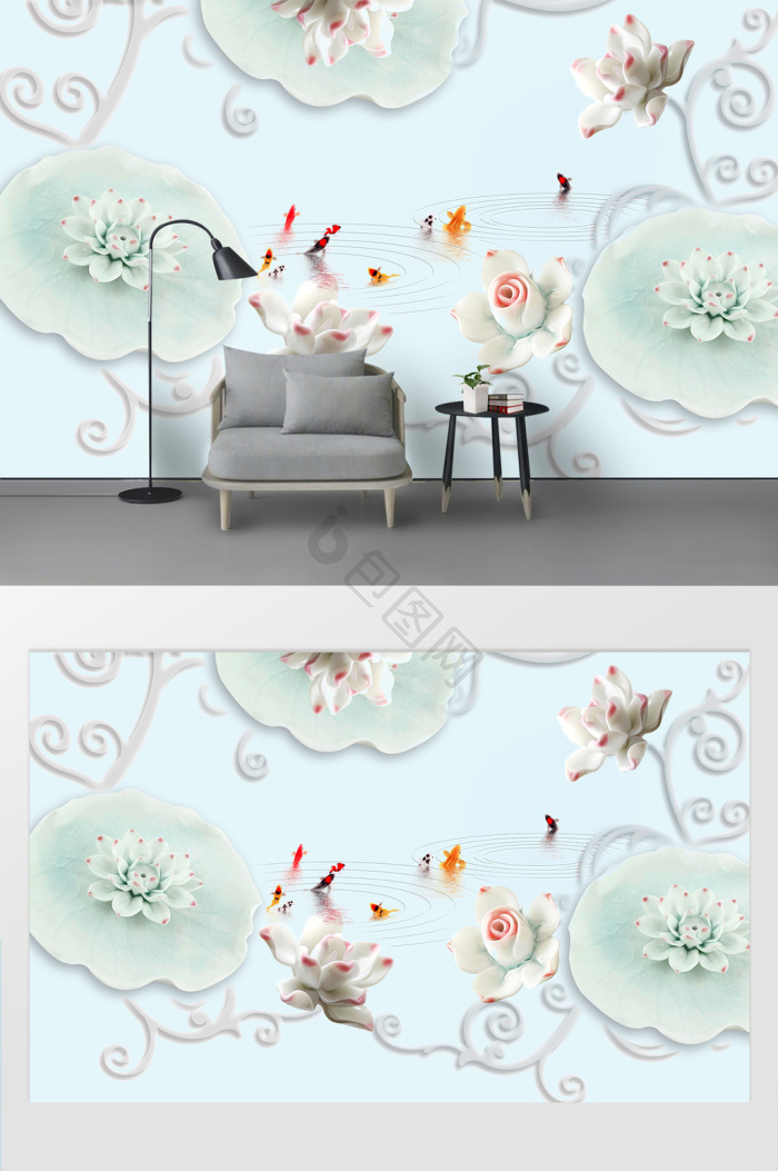 荷花背景墙