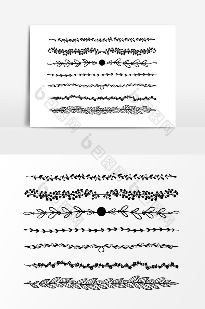 手绘植物边框装饰元素