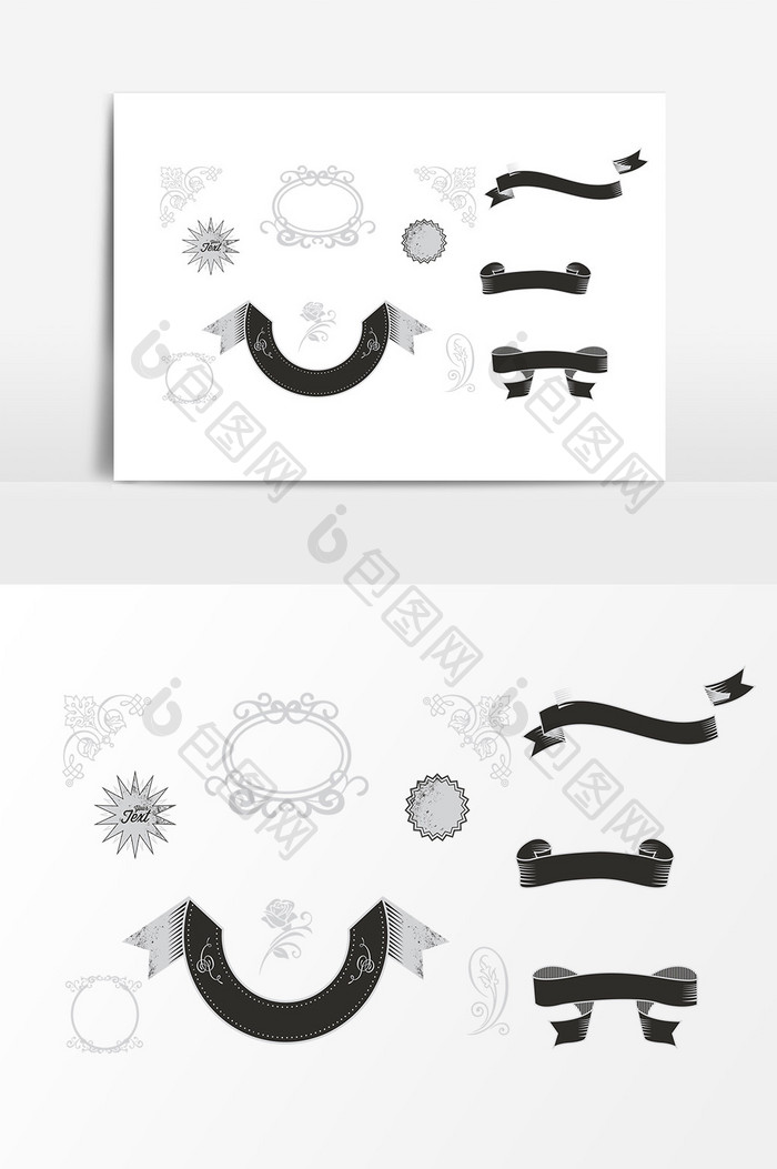 矢量丝带标签元素设计