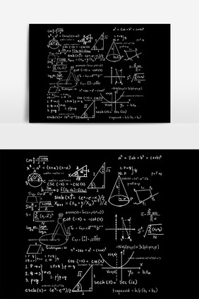 手绘黑板数学化学公式元素