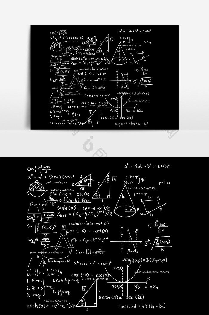 手绘黑板数学化学公式元素